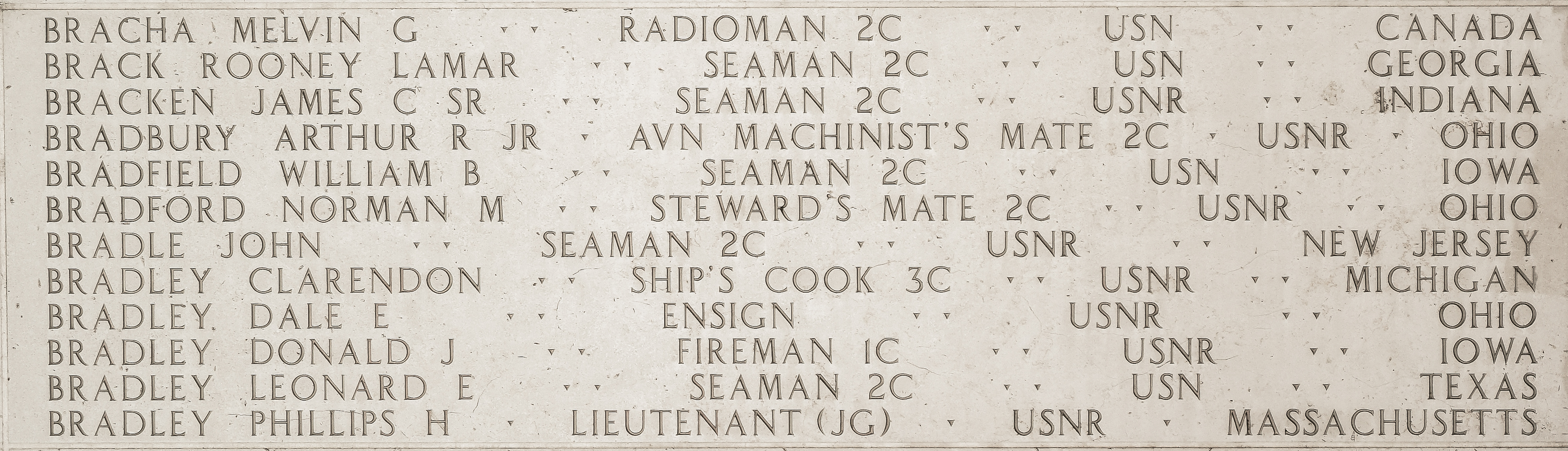 Norman M. Bradford, Steward's Mate Second Class